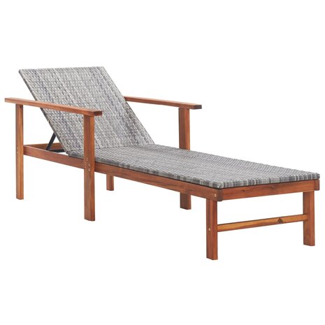 Ligbed poly rattan en massief acaciahout grijs 8719883826752 1