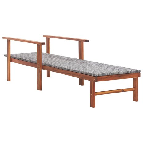 Ligbed poly rattan en massief acaciahout grijs 8719883826752 3