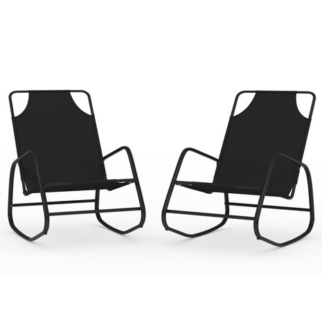 Ligstoelen 2 st schommelend staal en textileen zwart 8720286760970 2