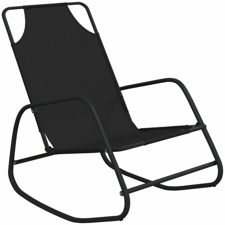 Ligstoelen 2 st schommelend staal en textileen zwart 8720286760970 3