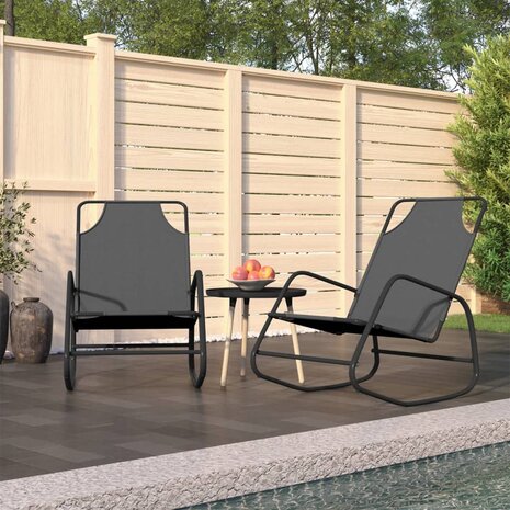 Ligstoelen 2 st schommelend staal en textileen grijs 8720286760987 1