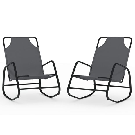 Ligstoelen 2 st schommelend staal en textileen grijs 8720286760987 2