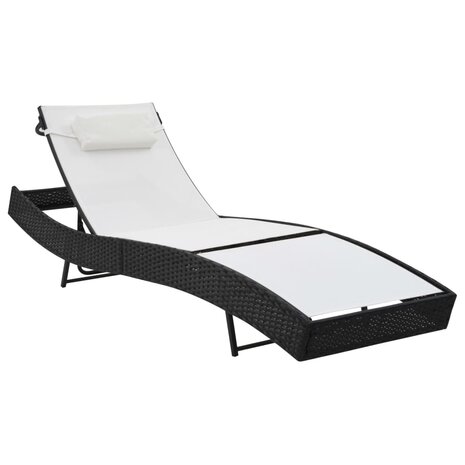 Ligbed met kussen poly rattan zwart 8718475716563 1
