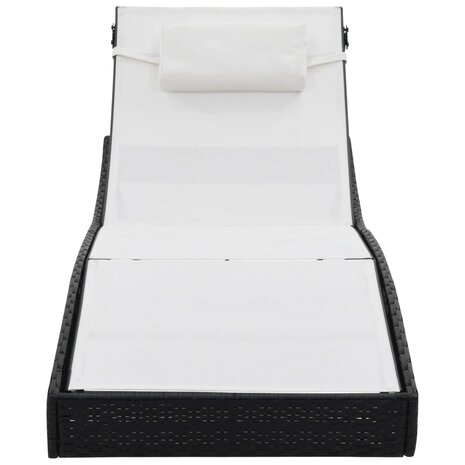 Ligbed met kussen poly rattan zwart 8718475716563 3