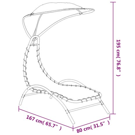 Ligbed met luifel 167x80x195 cm stof en staal crèmekleurig 8720845741631 6