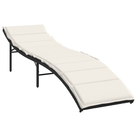Ligbed met kussen 55x199x50 cm poly rattan zwart 8721012450622 2