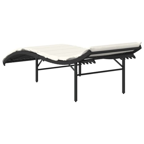 Ligbed met kussen 55x199x50 cm poly rattan zwart 8721012450622 6