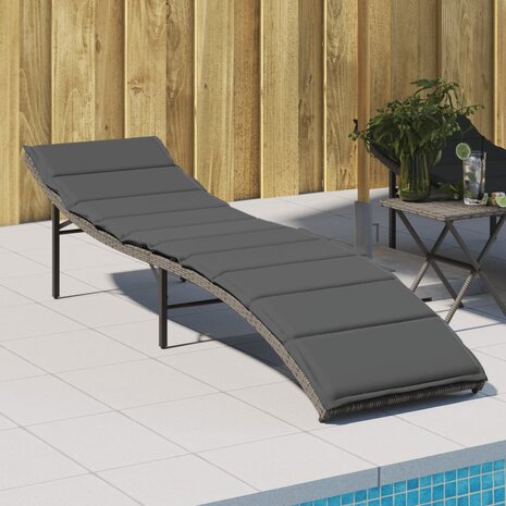 Ligbed met kussen 55x199x50 cm poly rattan grijs 8721012450646 1