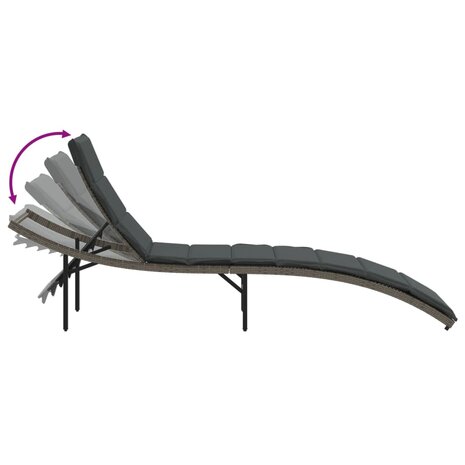 Ligbed met kussen 55x199x50 cm poly rattan grijs 8721012450646 7