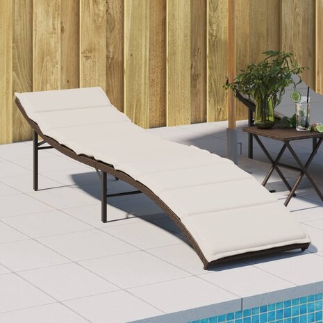 Ligbed met kussen 55x199x50 cm poly rattan bruin 8721012450639 1