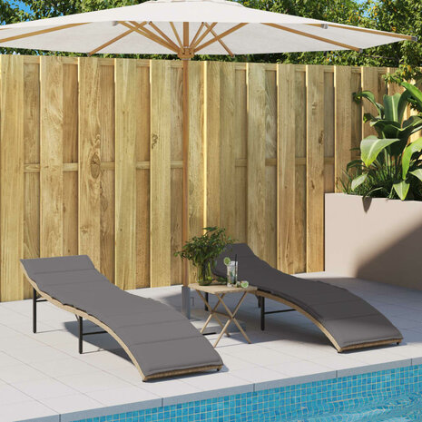 Ligbed met kussen 55x199x50 cm poly rattan beige 8721012450660 3