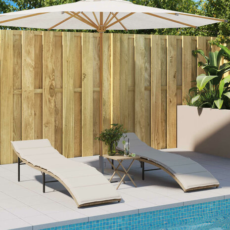 Ligbed met kussen 55x199x50 cm poly rattan beige 8721012450653 3