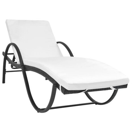 Ligbed met kussen en tafel poly rattan zwart 8718475504764 2