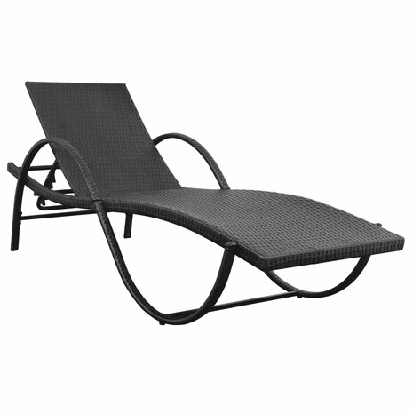 Ligbed met kussen en tafel poly rattan zwart 8718475504764 3