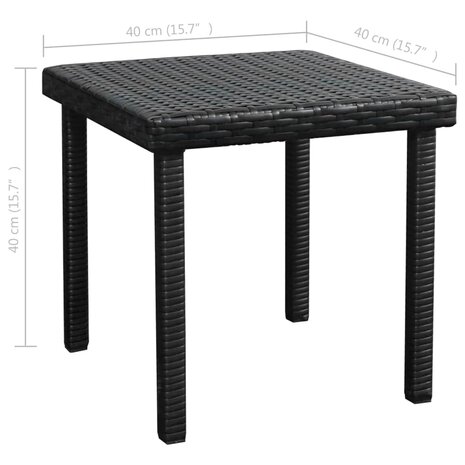 Ligbed met kussen en tafel poly rattan zwart 8718475504764 11
