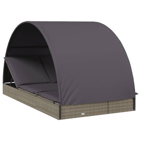 Ligbed 2-persoons met rond dak 211x112x140 cm poly rattan grijs 8720845670863 2