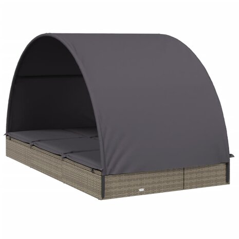 Ligbed 2-persoons met rond dak 211x112x140 cm poly rattan grijs 8720845670863 4