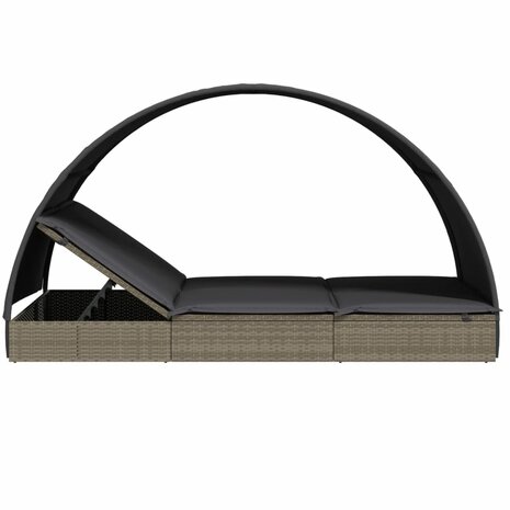 Ligbed 2-persoons met rond dak 211x112x140 cm poly rattan grijs 8720845670863 7