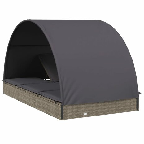 Ligbed 2-persoons met rond dak 211x112x140 cm poly rattan grijs 8720845670863 8