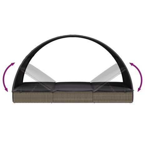 Ligbed 2-persoons met rond dak 211x112x140 cm poly rattan grijs 8720845670863 10