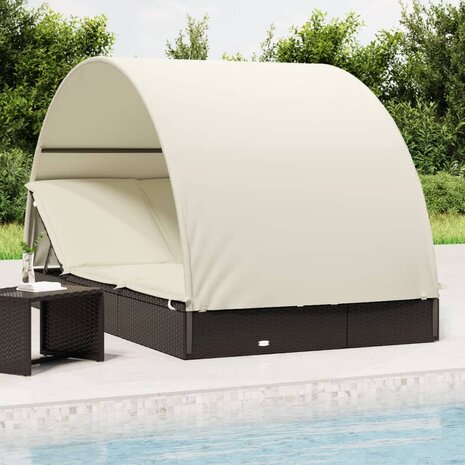 Ligbed 2-persoons met rond dak 211x112x140 cm poly rattan zwart 8720845670856 1