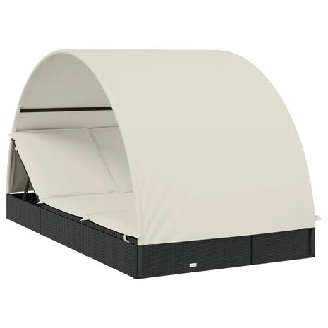 Ligbed 2-persoons met rond dak 211x112x140 cm poly rattan zwart 8720845670856 2