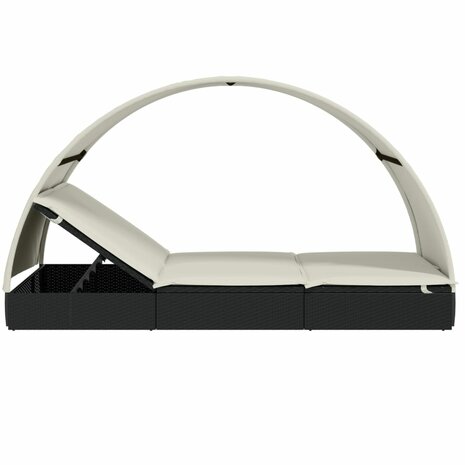 Ligbed 2-persoons met rond dak 211x112x140 cm poly rattan zwart 8720845670856 7
