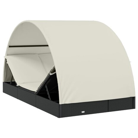 Ligbed 2-persoons met rond dak 211x112x140 cm poly rattan zwart 8720845670856 9