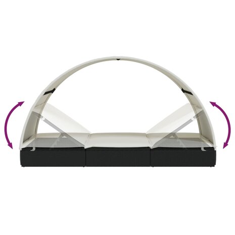 Ligbed 2-persoons met rond dak 211x112x140 cm poly rattan zwart 8720845670856 10