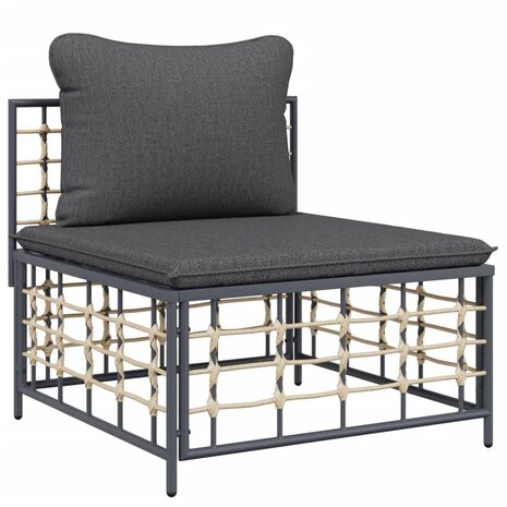 Tuinmiddenbank met donkergrijze kussens poly rattan 8720845787349 2