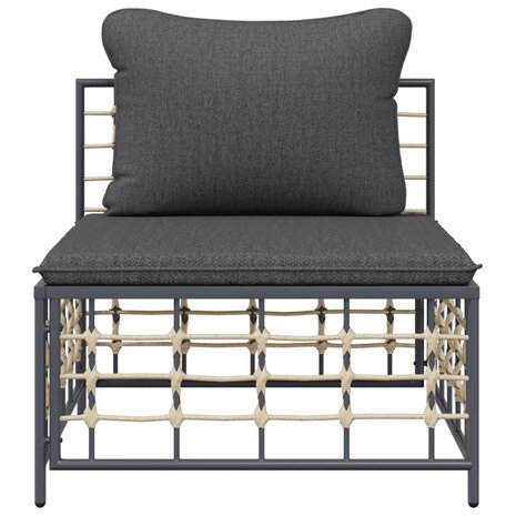 Tuinmiddenbank met donkergrijze kussens poly rattan 8720845787349 3