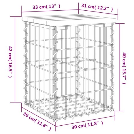 Tuinbank schanskorfontwerp 33x31x42 cm massief grenenhout 8720845445911 8