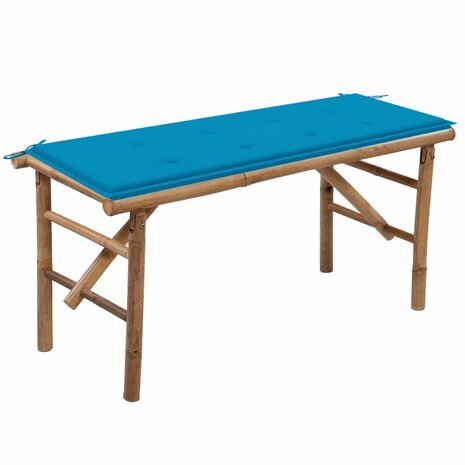 Tuinbank inklapbaar met kussen 118 cm bamboe 8720286277775 1