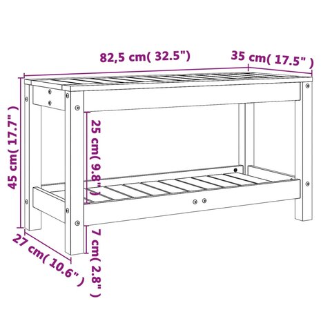 Tuinbank 82,5x35x45 cm massief grenenhout zwart 8720845433857 9