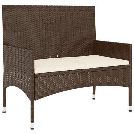 Tuinbank 2-zits met kussens poly rattan bruin 8720845654054 2