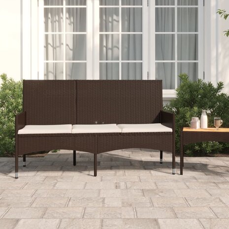 Tuinbank 3-zits met kussens poly rattan bruin 8720845654092 1