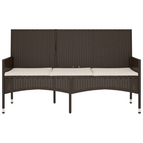 Tuinbank 3-zits met kussens poly rattan bruin 8720845654092 3