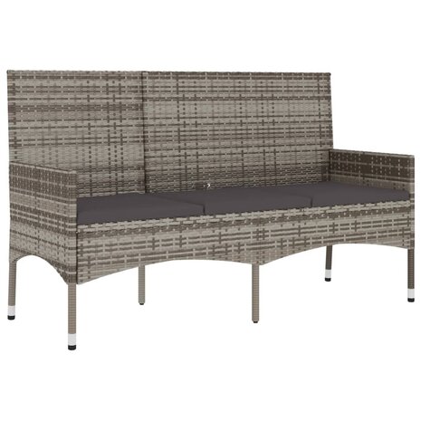 Tuinbank 3-zits met kussens poly rattan grijs 8720845654115 2