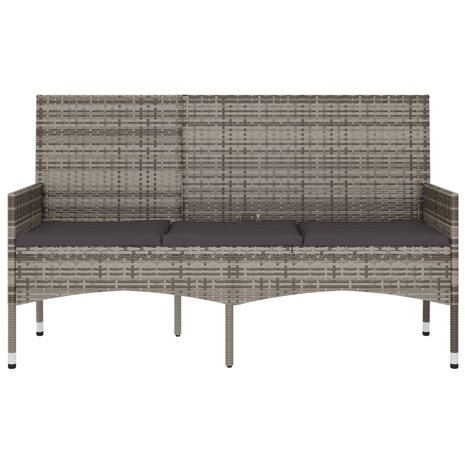 Tuinbank 3-zits met kussens poly rattan grijs 8720845654115 3