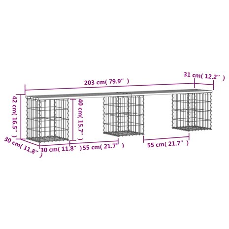 Tuinbank Schanskorfontwerp 203x31x42 cm massief grenenhout 8720845445973 8