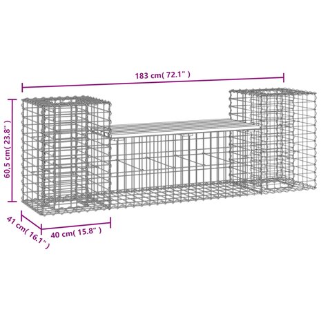 Tuinbank schanskorfontwerp 183x41x60,5 cm massief grenenhout 8720845446512 8