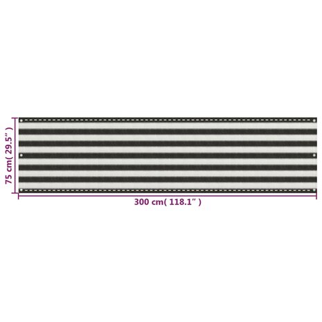 Balkonscherm 75x300 cm HDPE antracietkleurig en wit 8720286094112 5