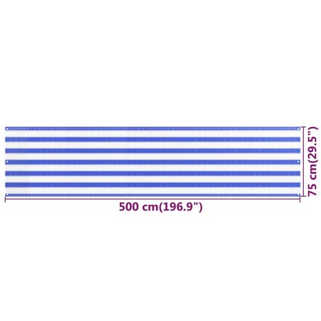 Balkonscherm 75x500 cm HDPE blauw en wit 8720286094495 5