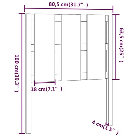 Hoofdbord 80,5x4x100 cm massief grenenhout 8720286950081 6