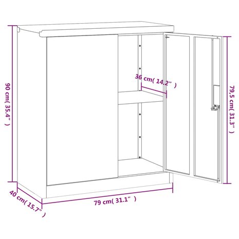 Archiefkast 79x40x90 cm staal zwart 8720845889562 9