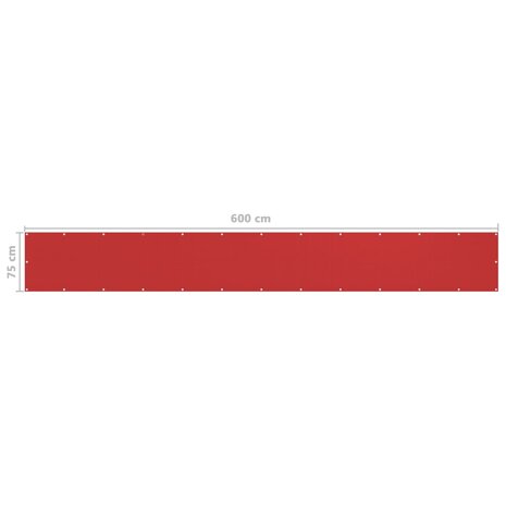 Balkonscherm 75x600 cm HDPE rood 8720286095706 5