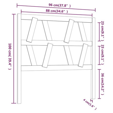 Hoofdbord 96x4x100 cm massief grenenhout wit 8720287004820 6