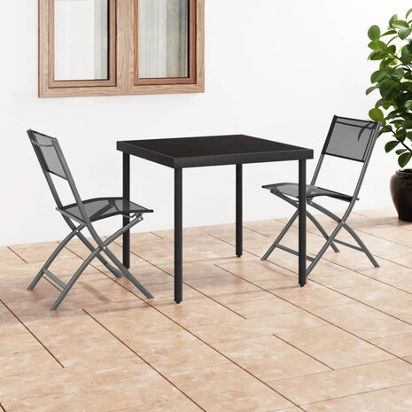 Tuinstoelen inklapbaar 2 st staal en textileen zwart 8720286849927 1