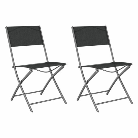 Tuinstoelen inklapbaar 2 st staal en textileen zwart 8720286849927 2