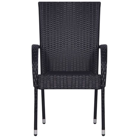 Tuinstoelen stapelbaar 2 st poly rattan zwart 8718475614760 3
